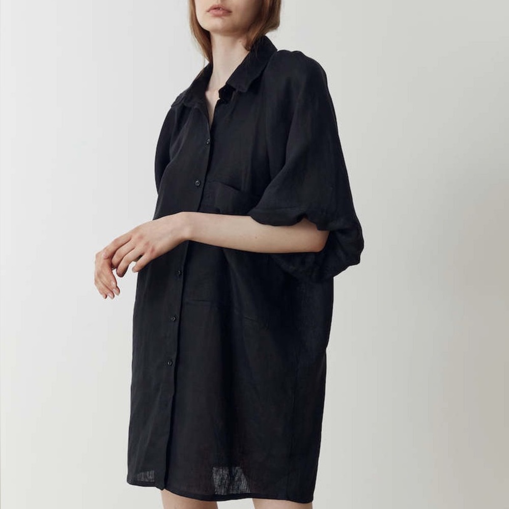 KNIX Relaxed Cotton Oversized Beach Shirt - Black, size M